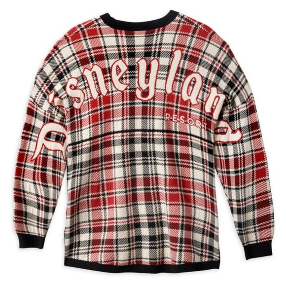 DISNEY DISNEYLAND MICKEY MOUSE HOLIDAY PLAID SPIRIT JERSEY SWEATER BLACK/RED Med - Picture 2 of 6